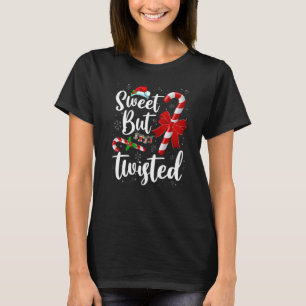 Sweet But Twisted Candy Cane Snow Santa Christmas T-Shirt