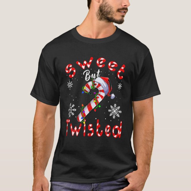 Sweet but Twisted Funny Candy Cane Christmas Mens  T-Shirt (Front)