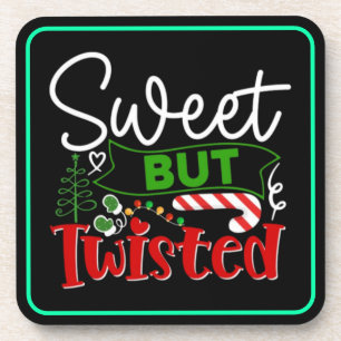 Sweet But Twisted Funny Christmas Candy Cane Coaster