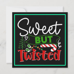 Sweet But Twisted Funny Christmas Candy Cane Invitation