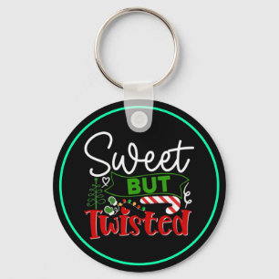 Sweet But Twisted Funny Christmas Candy Cane Key Ring