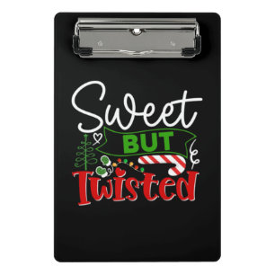 Sweet But Twisted Funny Christmas Candy Cane Mini Clipboard