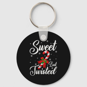 Sweet But Twisted Funny Christmas Candy Cane Premi Key Ring