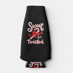 Sweet But Twisted Funny Christmas Candy Cane Santa Bottle Cooler