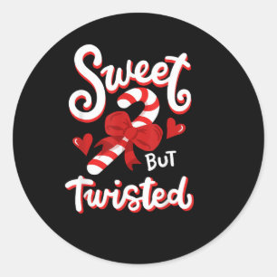 Sweet But Twisted Funny Christmas Candy Cane Santa Classic Round Sticker