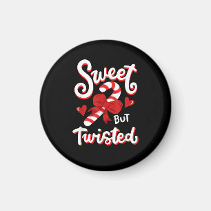 Sweet But Twisted Funny Christmas Candy Cane Santa Magnet