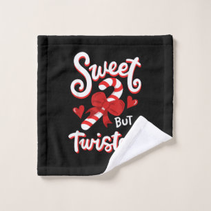 Sweet But Twisted Funny Christmas Candy Cane Santa Wash Cloth