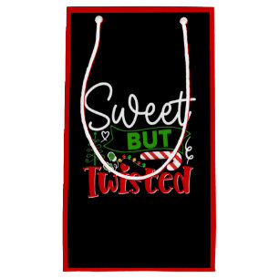 Sweet But Twisted Funny Christmas Candy Cane Small Gift Bag
