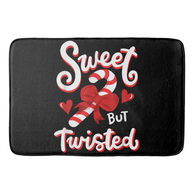 Sweet But Twisted Funny Christmas Candy Cane Xmas  Bath Mat (Front)