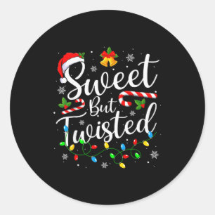 Sweet But Twisted Funny Christmas Candy Cane Xmas Classic Round Sticker