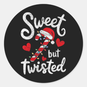 Sweet But Twisted Funny Christmas Candy Cane Xmas Classic Round Sticker