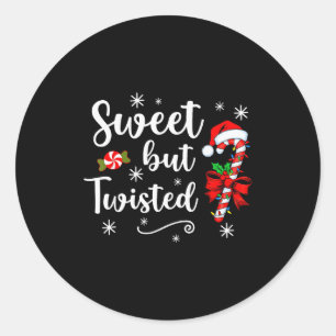 Sweet But Twisted Funny Christmas Candy Cane Xmas Classic Round Sticker