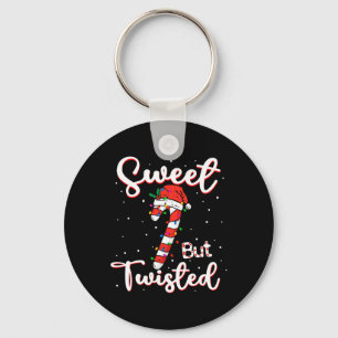 Sweet But Twisted Funny Christmas Candy Cane Xmas  Key Ring