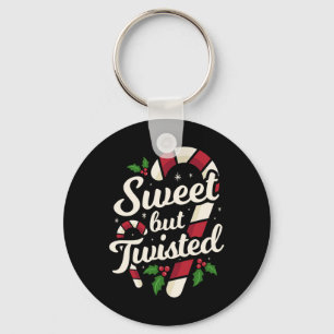 Sweet But Twisted Funny Christmas Candy Cane Xmas Key Ring