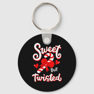 Sweet But Twisted Funny Christmas Candy Cane Xmas Key Ring