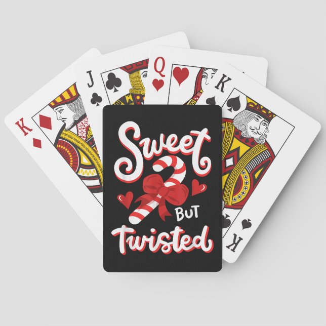 Sweet But Twisted Funny Christmas Candy Cane Xmas  Playing Cards (Back)