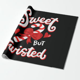Sweet But Twisted Funny Christmas Candy Cane Xmas Wrapping Paper