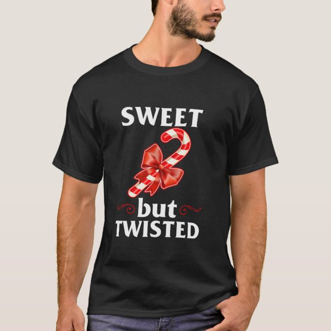 Sweet But Twisted Merry Christmas Candy Cane Long  T-Shirt (Front)