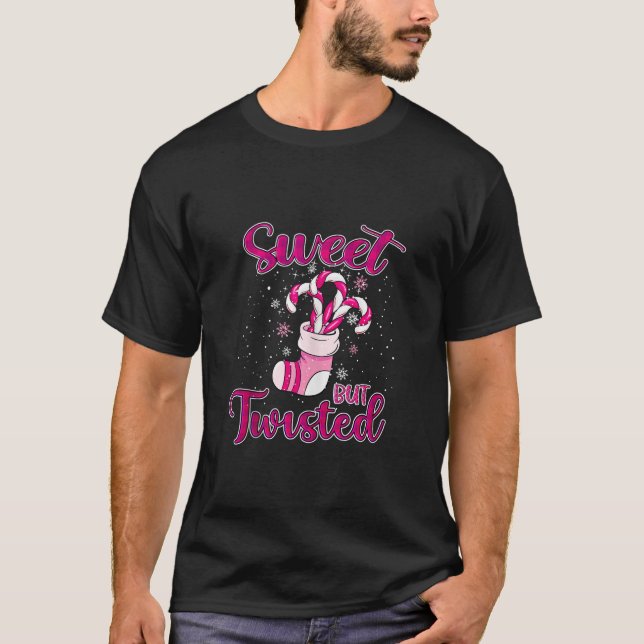 Sweet But Twisted Pink Winter Shoes Christmas Cand T-Shirt (Front)