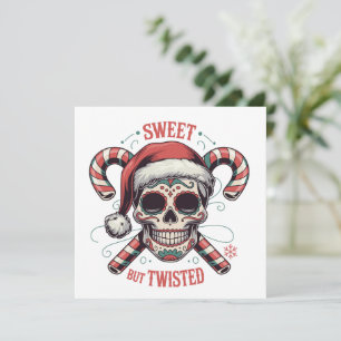 Sweet But Twisted Skeleton Xmas Spooky Halloween Holiday Card