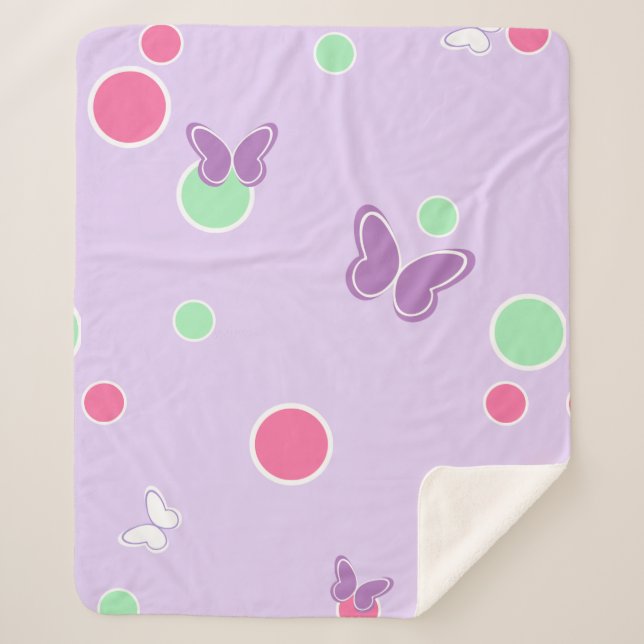 sweet butterflies and polka dots sherpa blanket (Front)