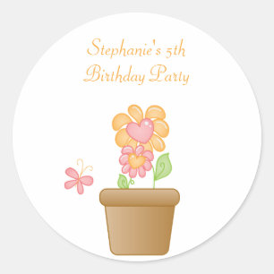 Sweet butterfly garden birthday party stickers