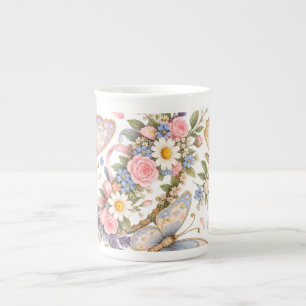 Sweet Butterfly Garden Design for Magical Bone China Mug