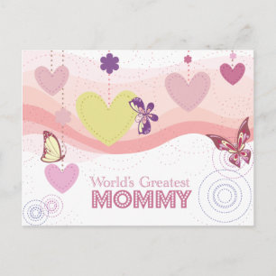 Sweet butterfly hearts world's greatest mummy card