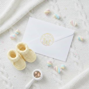 Sweet Butterfly Yellow Marshmallow Baby Shower Classic Round Sticker