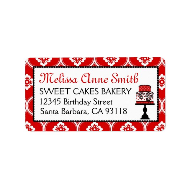 Sweet Cake Address Label Red (Front)