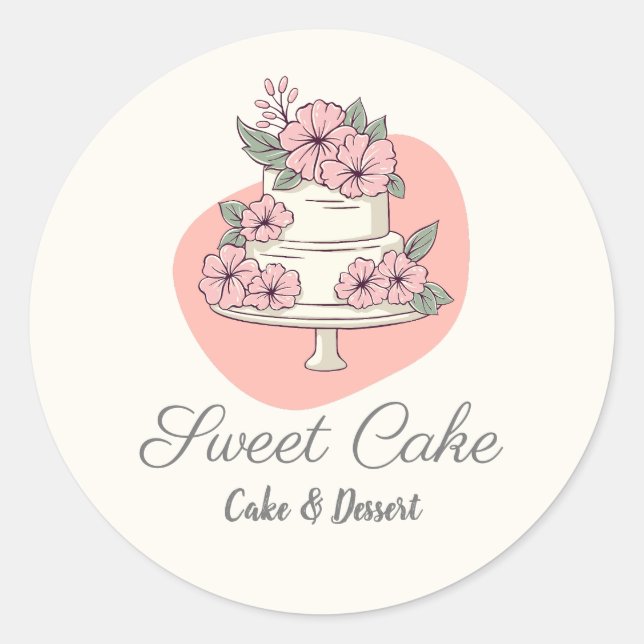 Sweet Cake Bakery Cake & Dessert Logo Classic Round Sticker (Front)