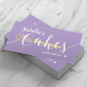 Sweet Cake Bakery Cute Typography Lavender Business Card