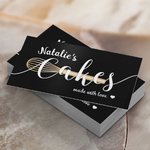 Sweet Cake Bakery Cute Typography Plain Black Business Card