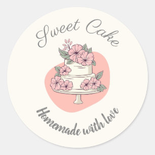 Sweet Cake Bakery Logo Classic Round Sticker