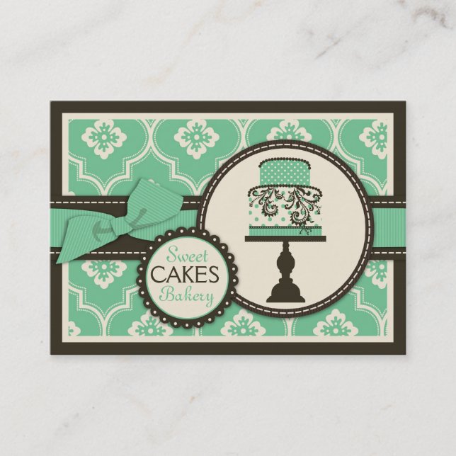 Sweet Cake Business Card Teal (Front)