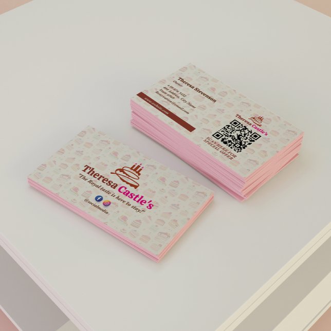 Sweet Cake Business | Elegant Pink  Business Card (Creator Uploaded)
