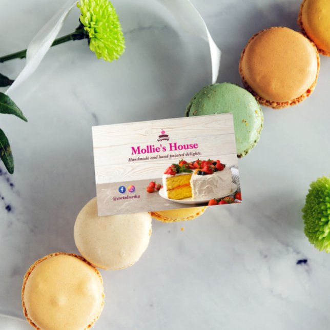 Sweet Cake Business | Elegant Pink  Business Card (Creator Uploaded)
