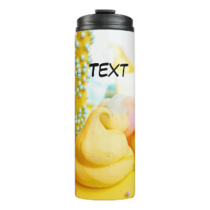 Sweet cake marshmallow lollipop bright yellow blue thermal tumbler