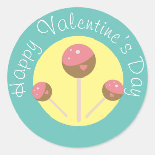 Sweet Cake Pop Valentines Pink Classic Round Sticker