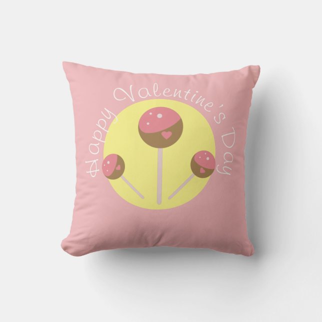 Sweet Cake Pop Valentines  Pink    Cushion (Front)