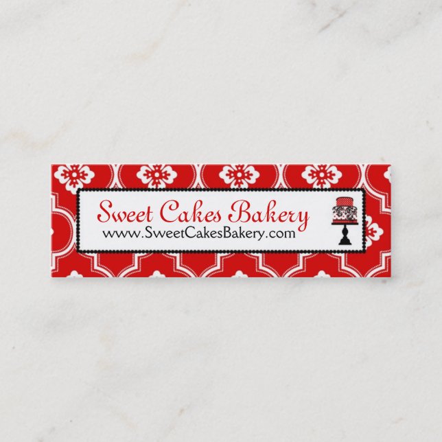 Sweet Cake Skinny Business Card Red (Front)