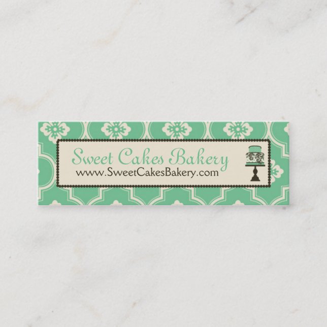 Sweet Cake Skinny Business Card Teal (Front)