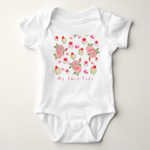 Sweet cakes and roses in watercolour baby bodysuit