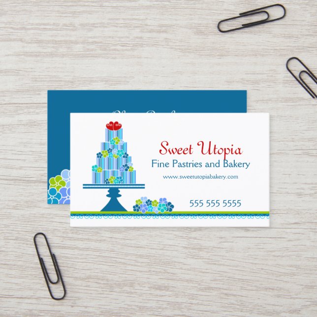 Sweet Cakes Bakery Business Card (Front/Back In Situ)