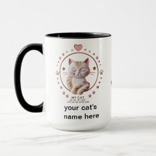 Sweet Calm Cat Mug – Pink Heart Combo Cup