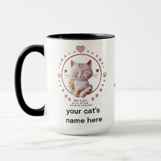 Sweet Calm Cat Mug – Pink Heart Combo Cup