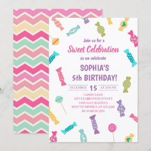 Sweet Candies Birthday Party Invitation