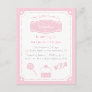 Sweet Candy and Cupcake, Girls Birthday Party Invitation