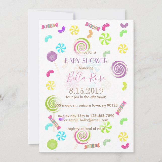 Sweet Candy Baby Shower Invitations (Front)