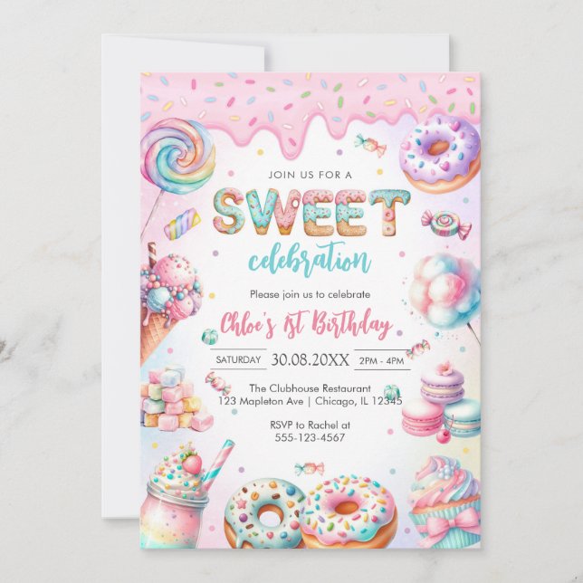 Sweet Candy Birthday Party Invitation (Front)